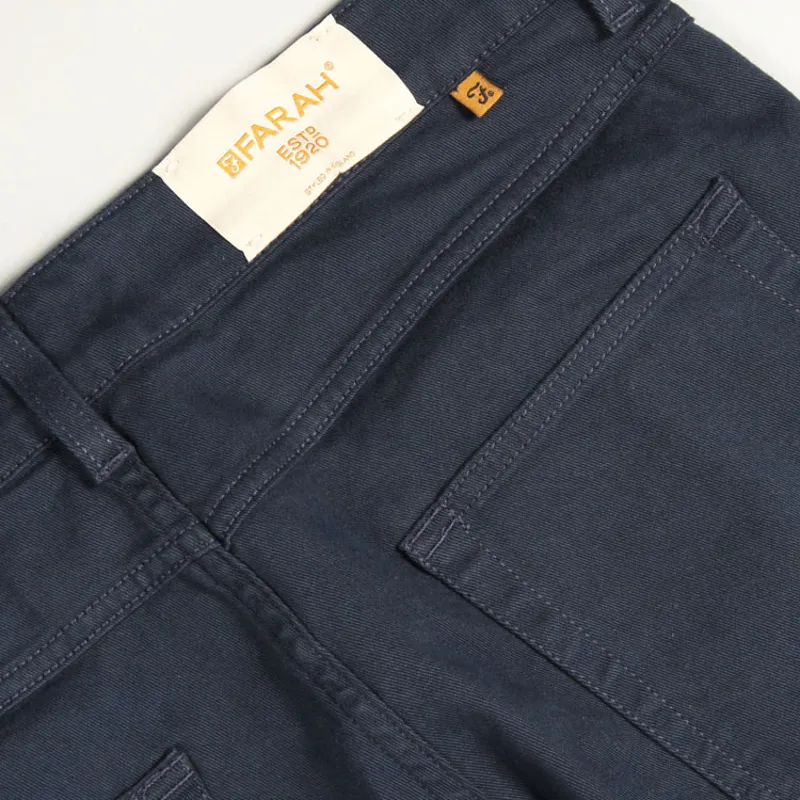 Farah Drake Twill Trousers - Navy-2